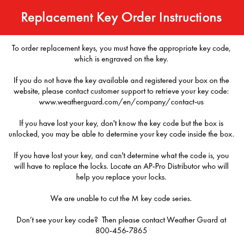 K001-K100 key 2 New Keys for Weather Guard locks Cut To code Licensed Locksmith 